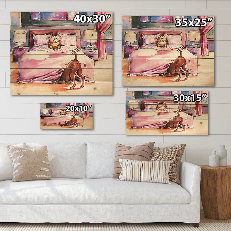 Designart - Brown Dog Looking Under the Bed