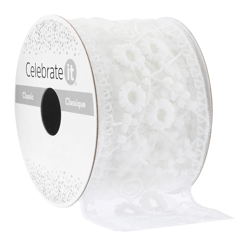 2" x 3yd. White Lace Ribbon by Celebrate It™ Classic
