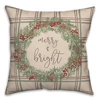 Merry & Bright Plaid Square Throw Pillow