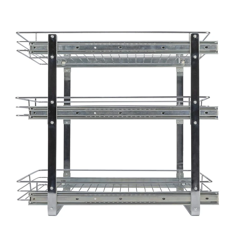 Household Essentials Glidez Chrome-Plated Steel Triple-Sliding Storage Organizer