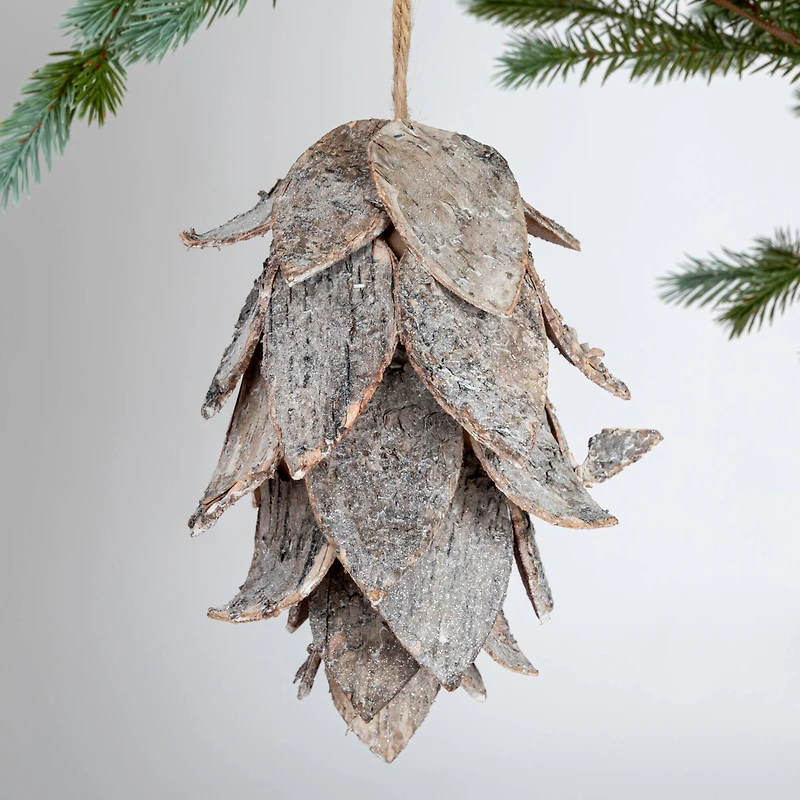 Hello Honey® 10.25" Natural Birch Bark Pinecone Ornament