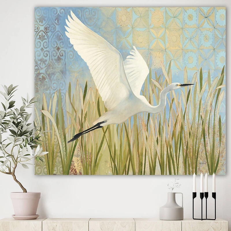 Designart - Snowy Egret in Flight vII