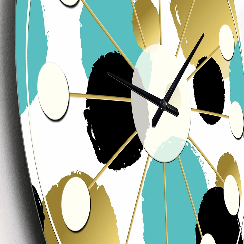 Designart 'Gold And Blue Circles Mid-Century Modern Wall Clock