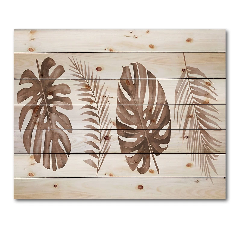 Designart - Tropical Monstera and Palm Leaf In Terracotta