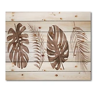 Designart - Tropical Monstera and Palm Leaf In Terracotta