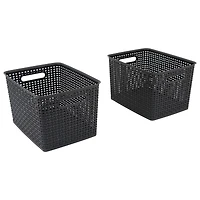 Advantus® Large Black Plastic Weave Bin, 2ct.