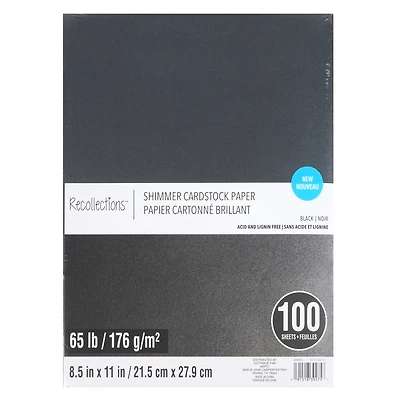 9 Packs: 100 ct. (900 total) Black Shimmer 8.5" x 11" Cardstock Paper by Recollections™