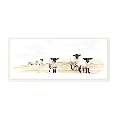 Stupell Industries Sheep Farm Flock Children's Nursery Watercolor Painting,7" x 17"