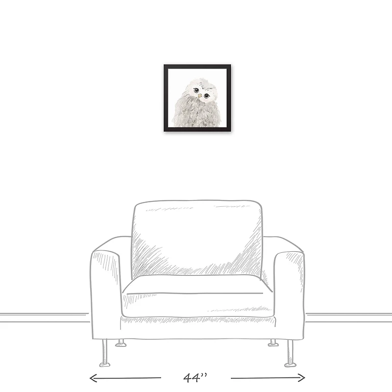 Curious Baby Owl 13.73" x 13.73" Black Framed Canvas