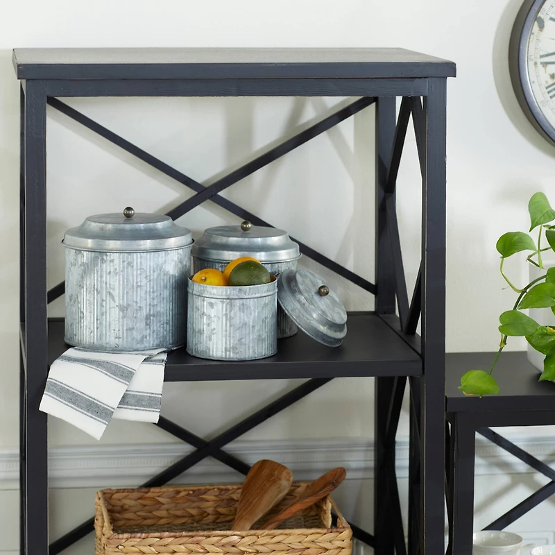 Silver Metal Decorative Farmhouse Jar Set