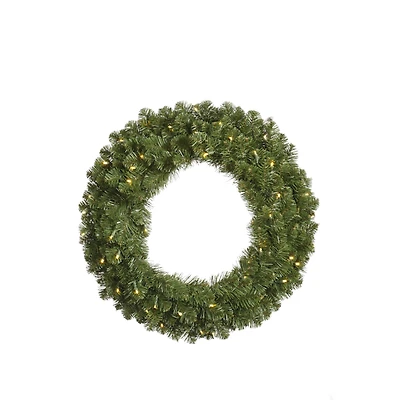 36" Pre-Lit Grand Teton Pine Wreath, Warm White LED Lights