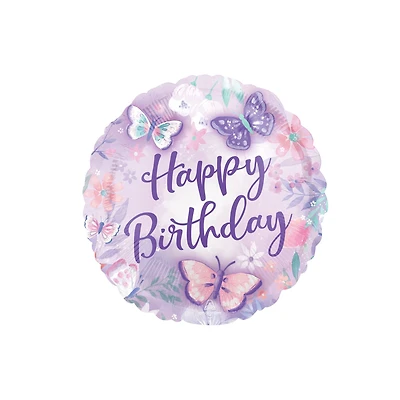 17" Flutters Happy Birthday Foil Balloon