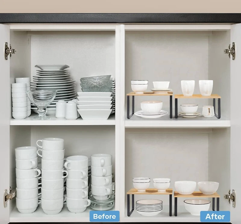 NEX™ Black & Natural Bamboo Cabinet and Counter Shelf Organizer, 4ct.