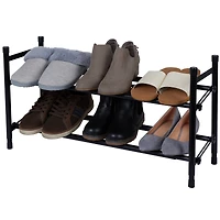 Organize It All Black 25" 2 Tier Expandable Shoe Rack