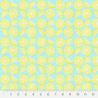 Fabric Editions Turquoise Lemon Slices Cotton Fabric