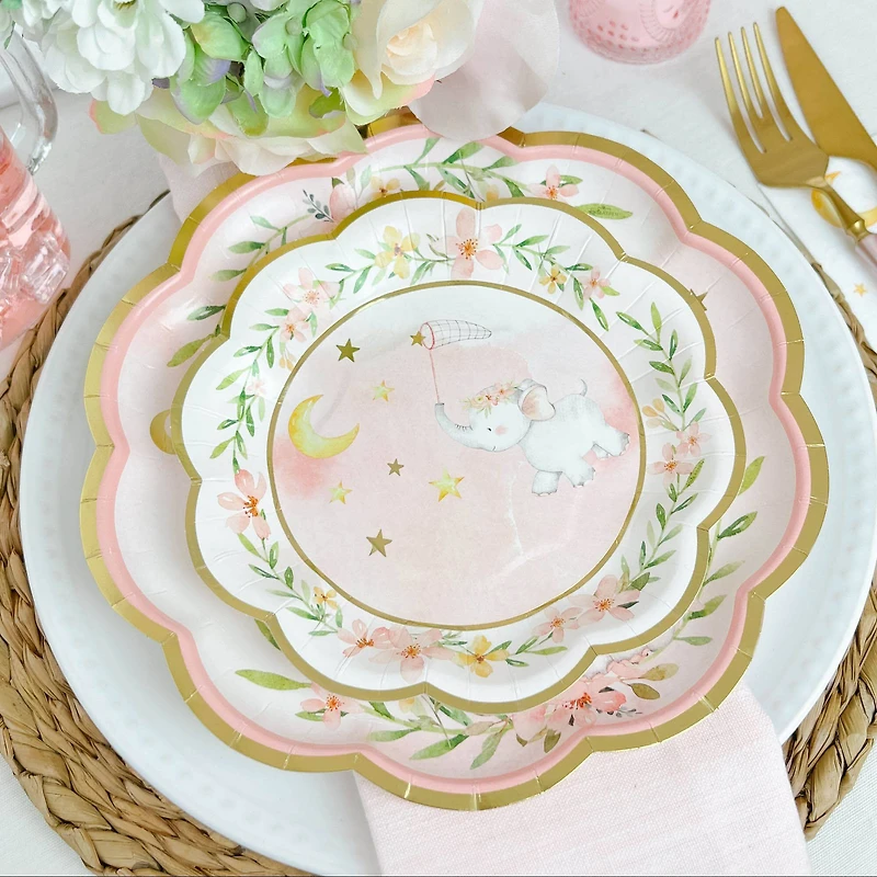 Kate Aspen® 9" Pink Elephant Baby Shower Premium Paper Plates, 16ct.