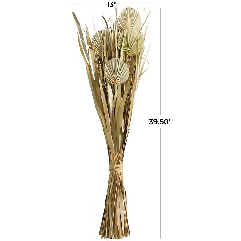40" Green Dried Plant Bouquet Grass Natural Foliage with Fan Like Palm Leaves