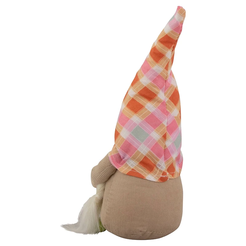 9" Pink & Orange Plaid Springtime Gnome