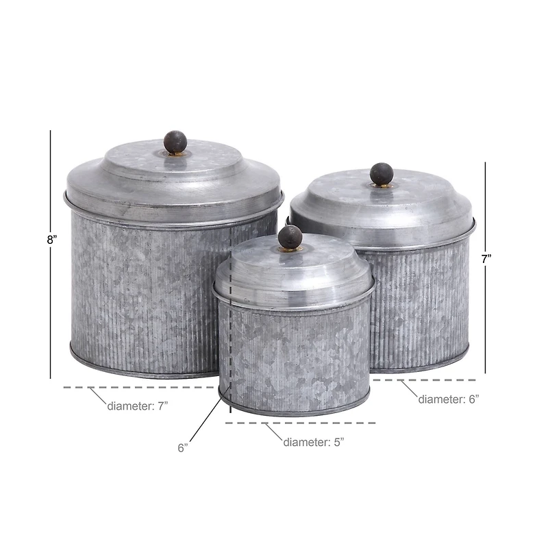 Silver Metal Decorative Farmhouse Jar Set