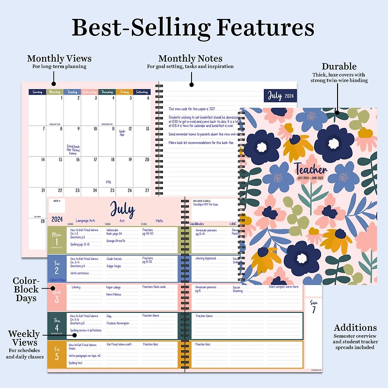 TF Publishing 2024 - 2025 Pink Petals Teacher & Home School Lesson Planning Book