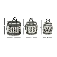 Gray Plastic Eclectic Storage Basket Set