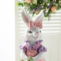 Glitzhome® 17.5" Easter Bunny Girl with Flower Basket Table Décor