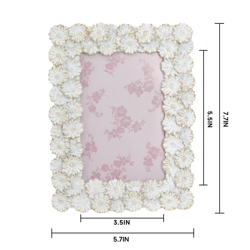 Just Jane 4" x 6" White & Gold Flower Frame by Studio Décor®