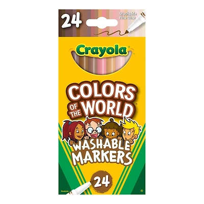 Crayola® Colors Of The World Fine Line Washable Markers, 24ct.