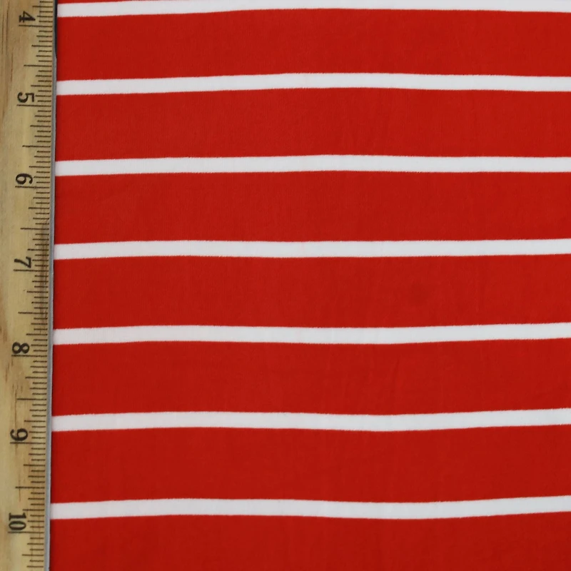 Fabric Merchants White Stripes on Double Brushed 4-Way Stretch Fabric