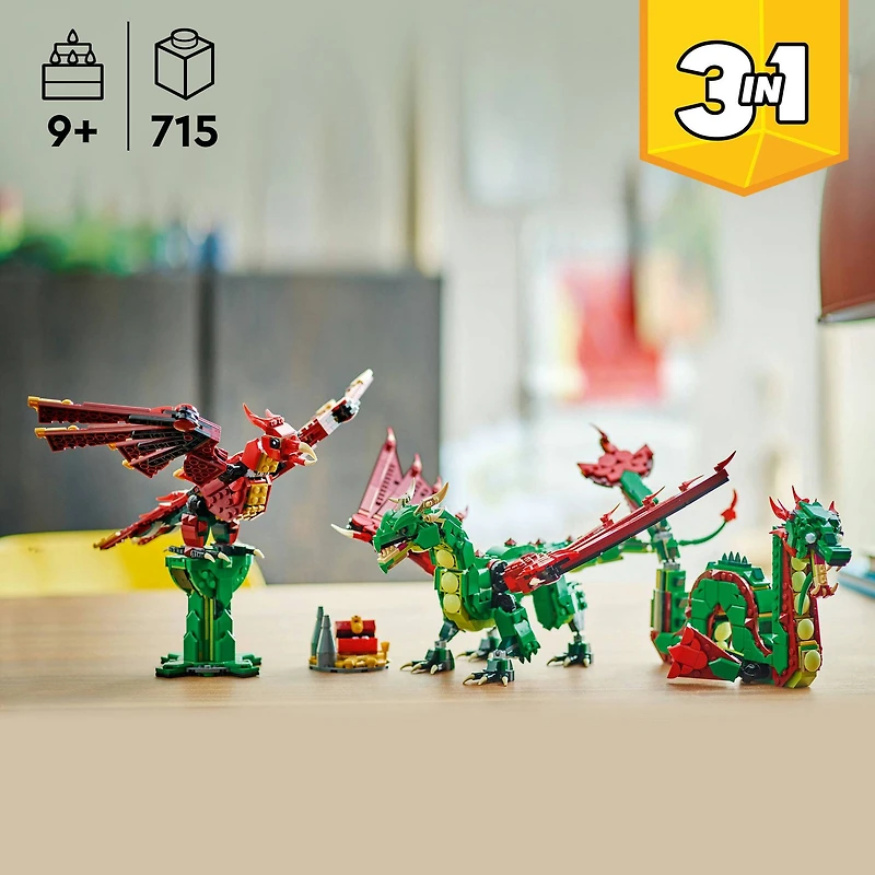 LEGO® Creator 3in1 Medieval Dragon Creature Toy Playset 31161