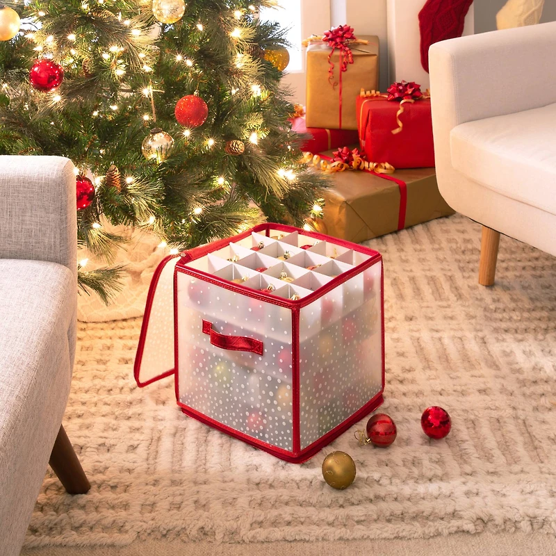 Simplify Clear & Red Ornament Organizer
