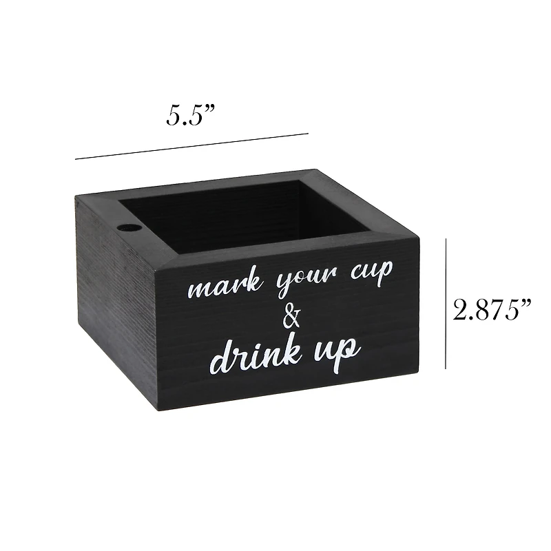 Elegant Designs™ Napkin Holder and Cup Holder Set with Black with White Script