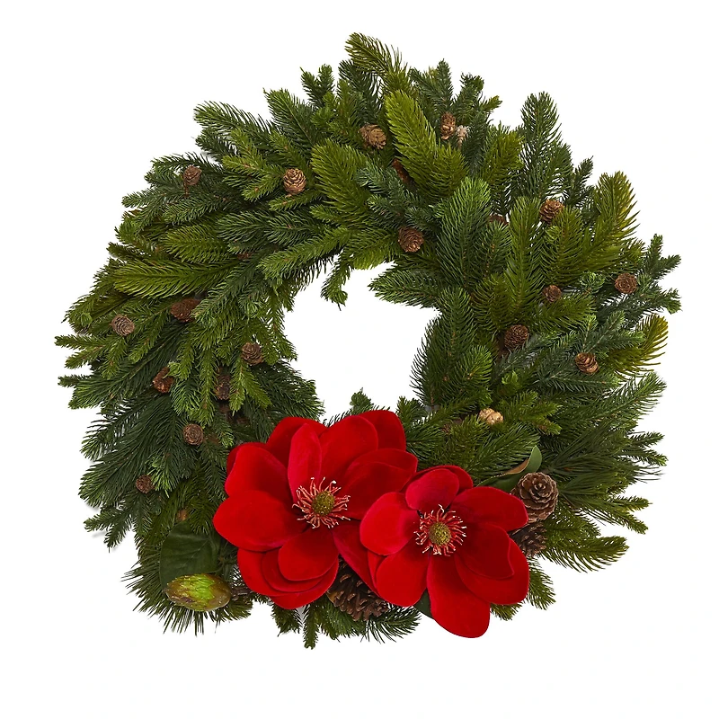 30" Magnolia, Pine & Pinecone Artificial Wreath