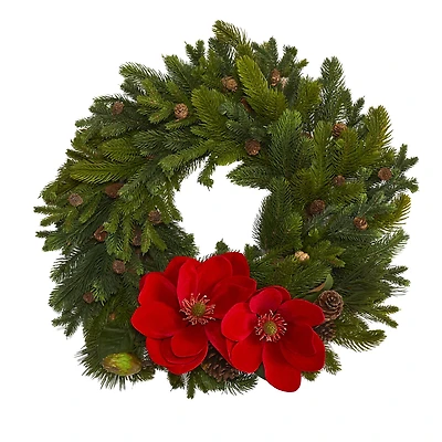 30" Magnolia, Pine & Pinecone Artificial Wreath