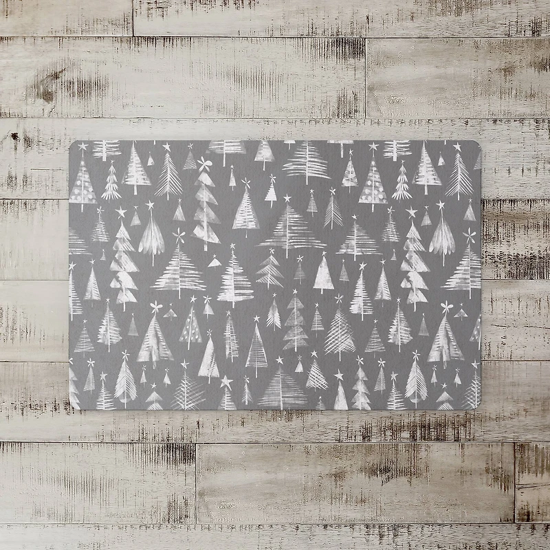 Gray Sketched Winter Trees Floor Mat
