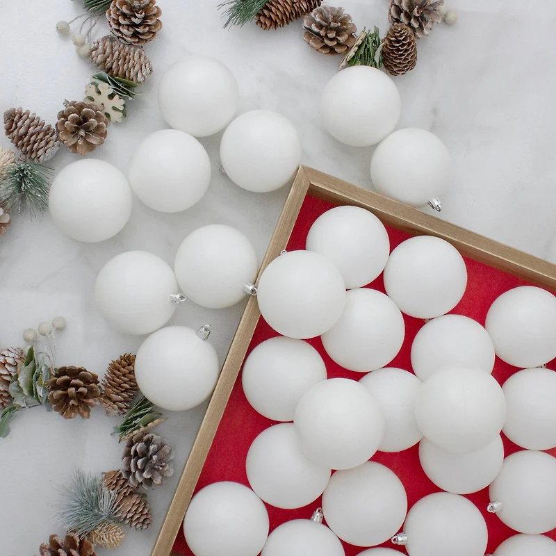 32ct. 3.5" Winter White Shatterproof Matte Christmas Ball Ornaments
