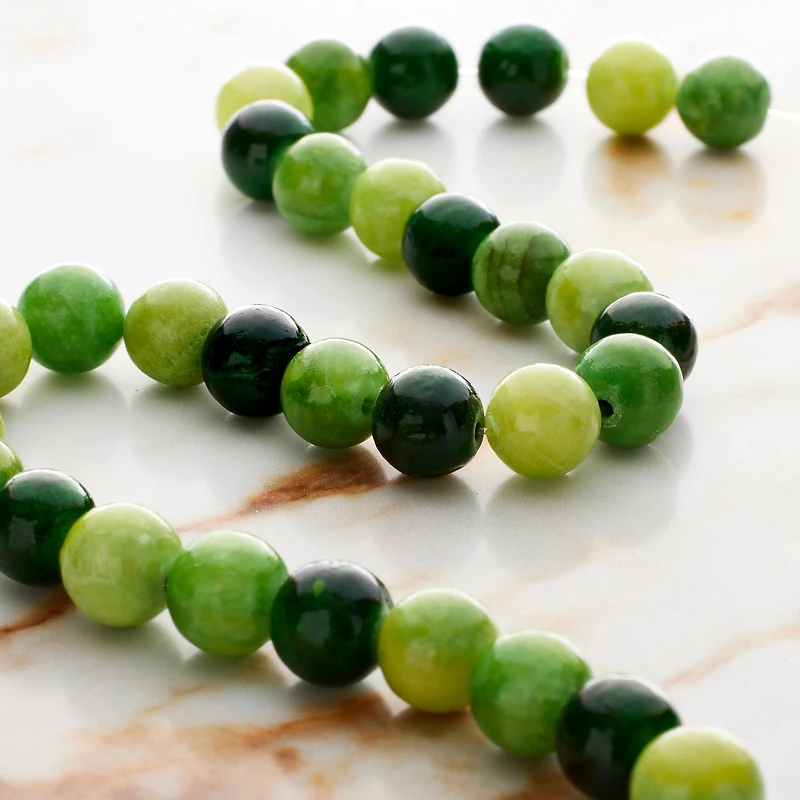 Green Dyed Quartz Round Beads, 8mm by Bead Landing™