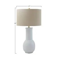 Hello Honey® 30" White Terracotta Table Lamp with Natural Linen Shade