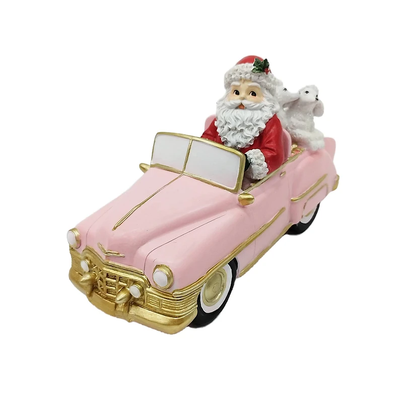 10" Santa & Poodles in Pink Car Tabletop Décor by Ashland®