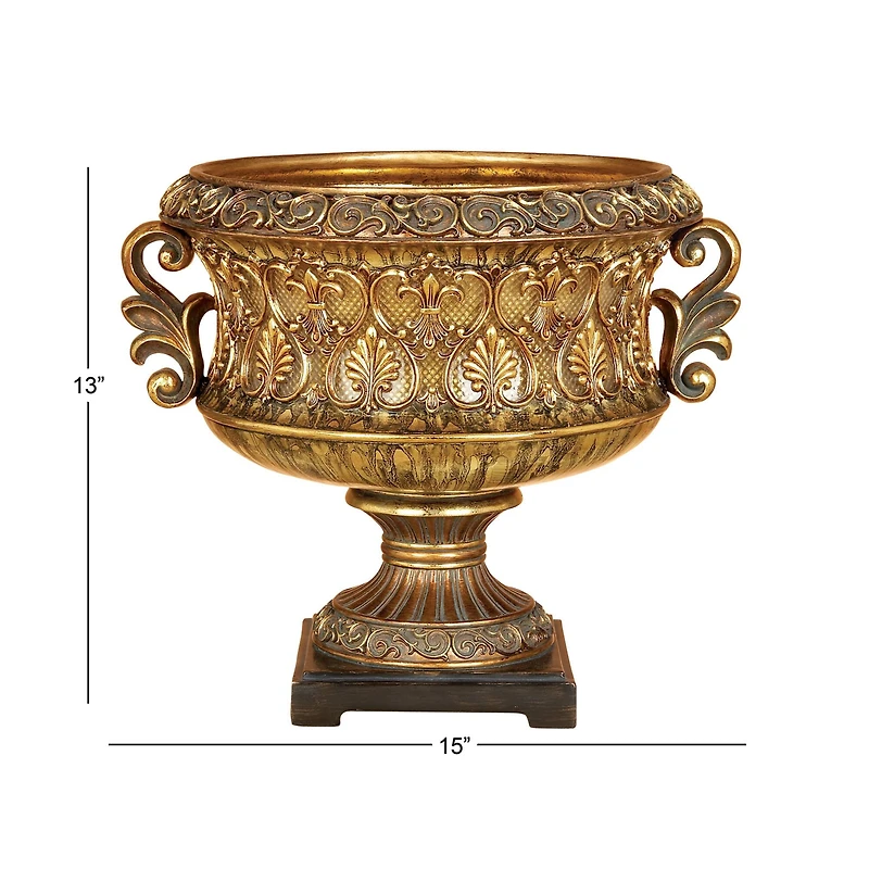 15" Gold Traditional Decorative Bowl