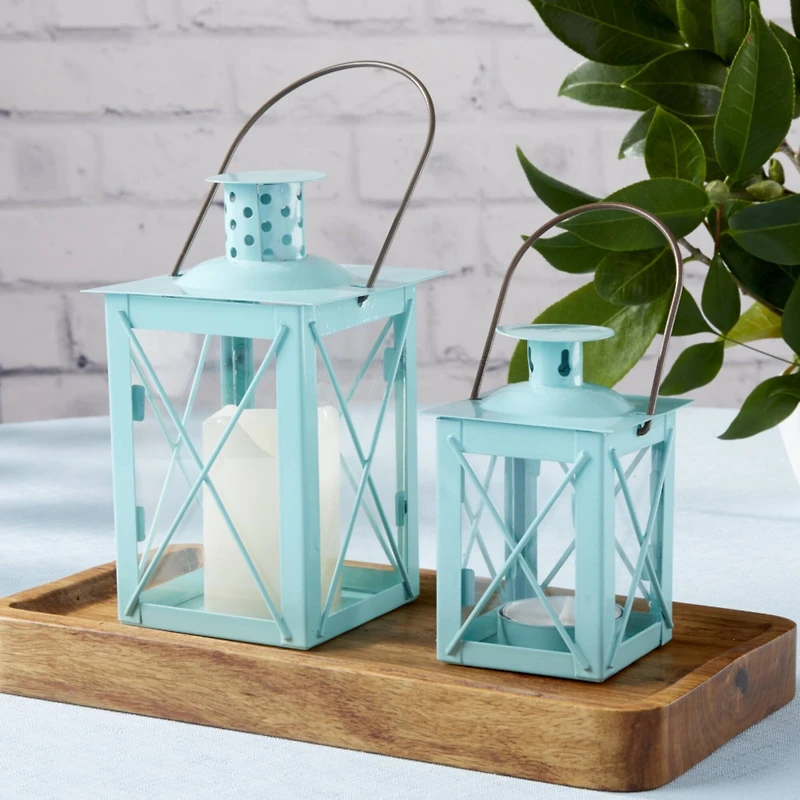 Kate Aspen® Medium Luminous Blue Lantern Tea Light Holder