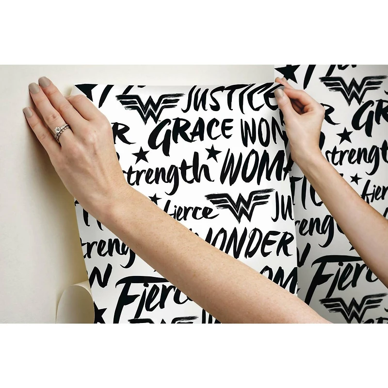 RoomMates Wonder Woman Script Peel & Stick Wallpaper