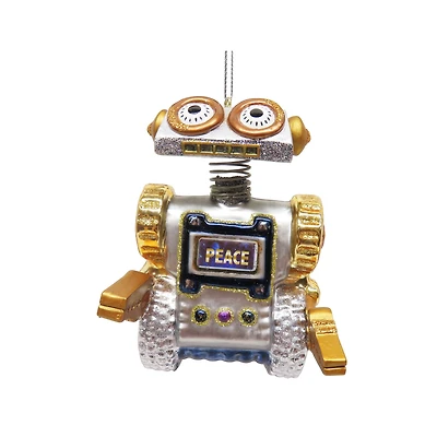 4.25" Gold & Silver Robot Glass Ornament by Ashland®