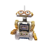 4.25" Gold & Silver Robot Glass Ornament by Ashland®