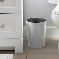 Bath Bliss Silver Hammered Textured Trash Can