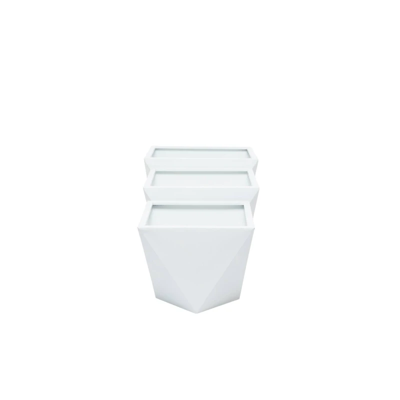 White Modern Planter, Set of 3" 18", 16", 15"