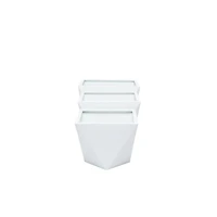 White Modern Planter, Set of 3" 18", 16", 15"