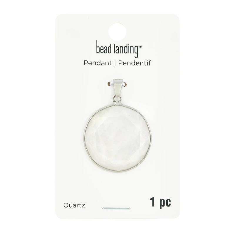 White Quartz Round Faceted Pendant by Bead Landing™