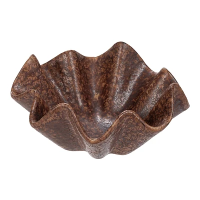 Hello Honey® 5.5" Brown Reactive Glaze Round Stoneware Ruffled Bowl