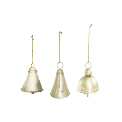 Hello Honey® Hanging Metal Bell with Distressed Pewter Finish Set